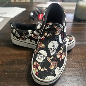 Vans Black and White Skull Print Sneakers